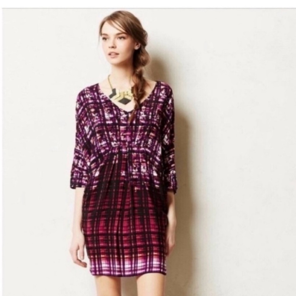 Anthropologie Maeve Petal Palette dress purple pink dolman sleeves Sz Small